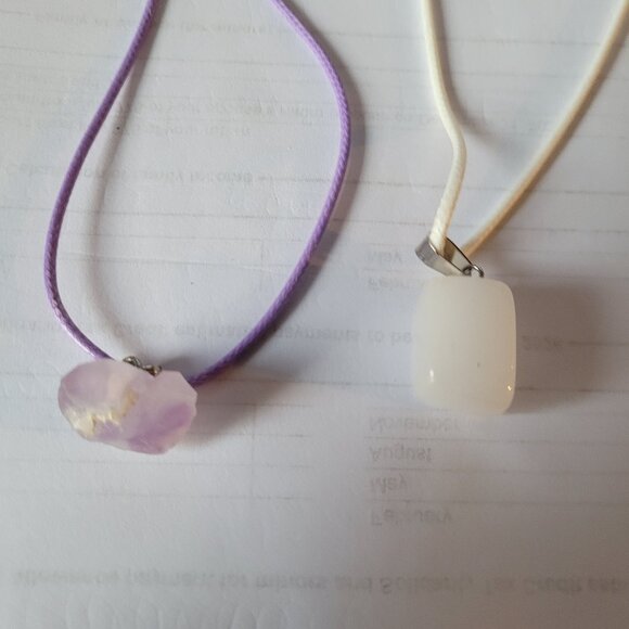 White Gemstone Pendant and Purple Gemstone Pendant - Picture 1 of 3